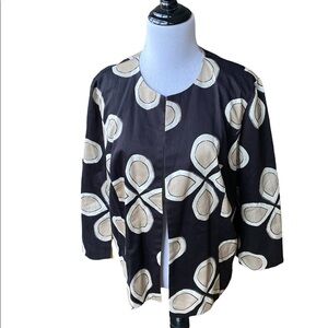 🌟Chico's Black New Cotton Floral Crop Jacket Blazer with Flared 3/4 Sleeve Sz:3